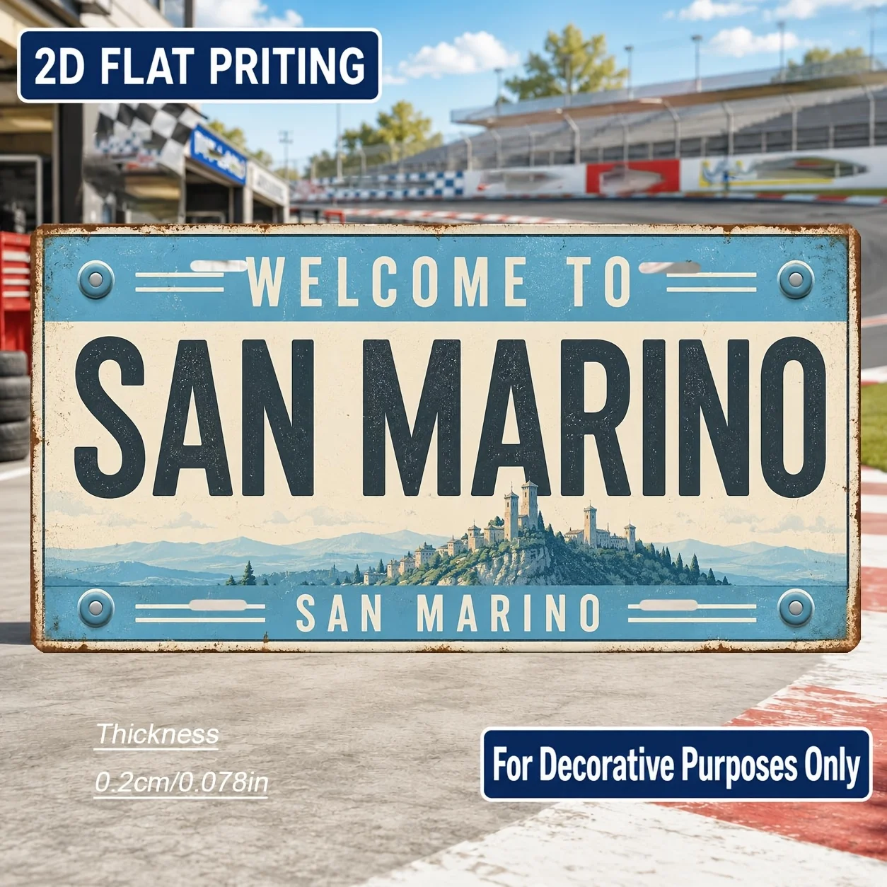 2D Flat - 【2D Flat】 2D Flat - [2D Flat] 2D Flat, 1pc, San Marino Themed Retro Sign, for Decoration Solely, Home Decor, Birthday