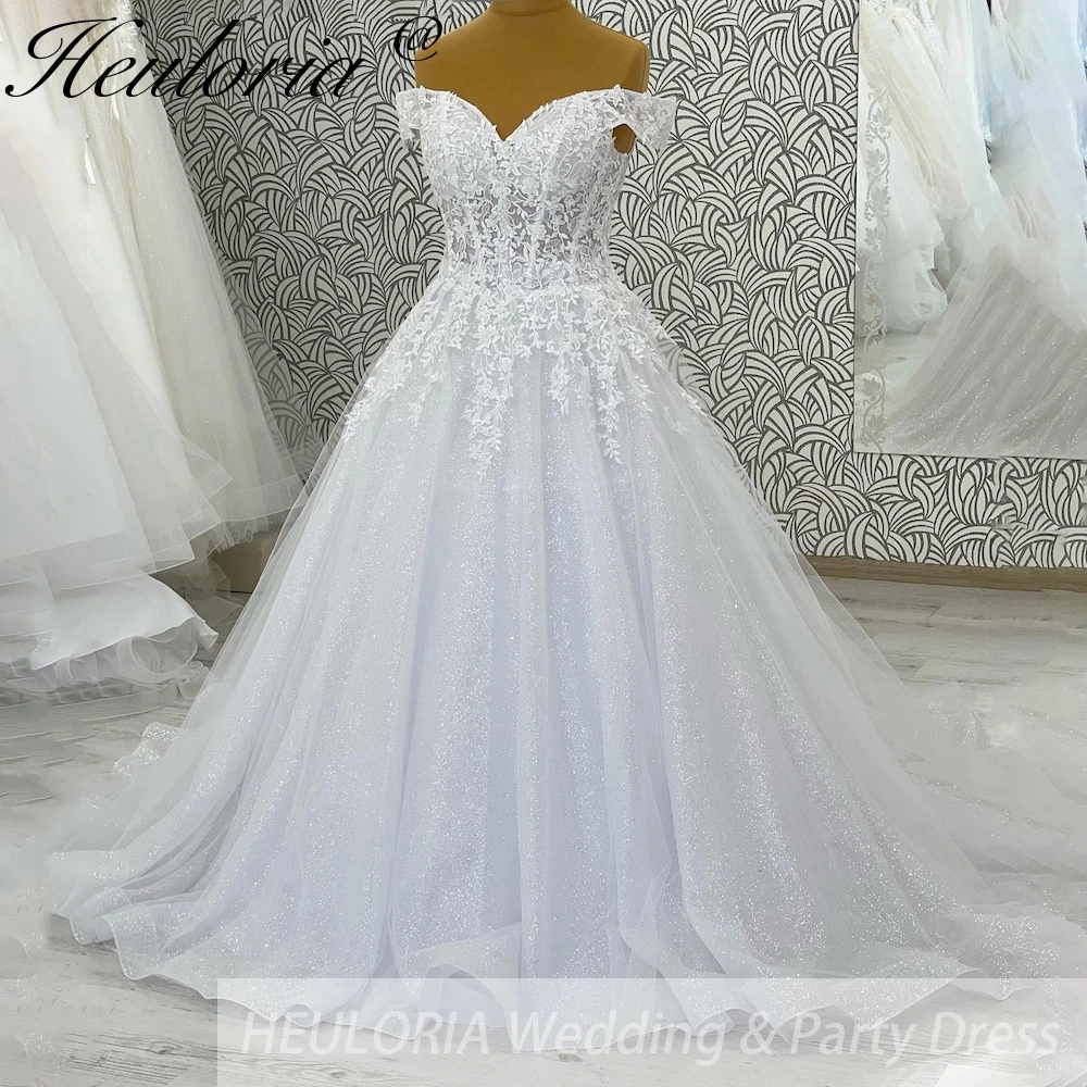 

Princess Ball Gown Wedding Dress off shoulder bride dress lace up plus size robe de mariee Lace beading Wedding Bridal Gown