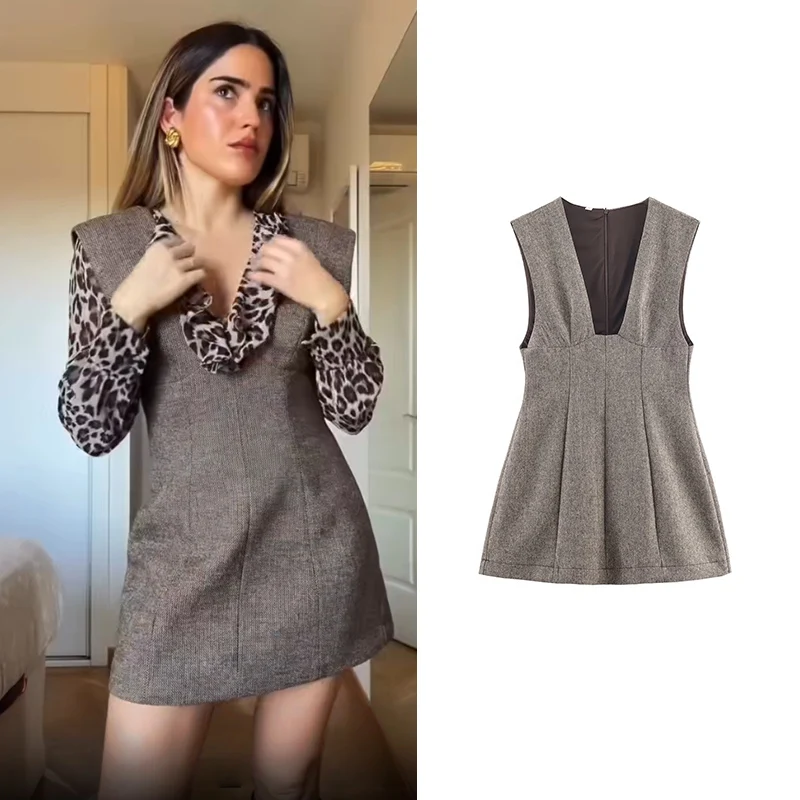 Robe automne femmes 2025 nouvelle mode mince col en v élégant Mini robes femmes automne rue jeunesse Chic robe de vacances