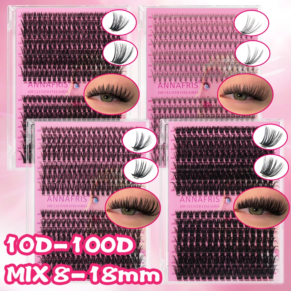 ANNAFRIS لتقوم بها بنفسك رقيق العنقودية جلدة سعة كبيرة روسيا الفردية رمش علبة مختلطة فو المنك مجموعات لاش ملحقات