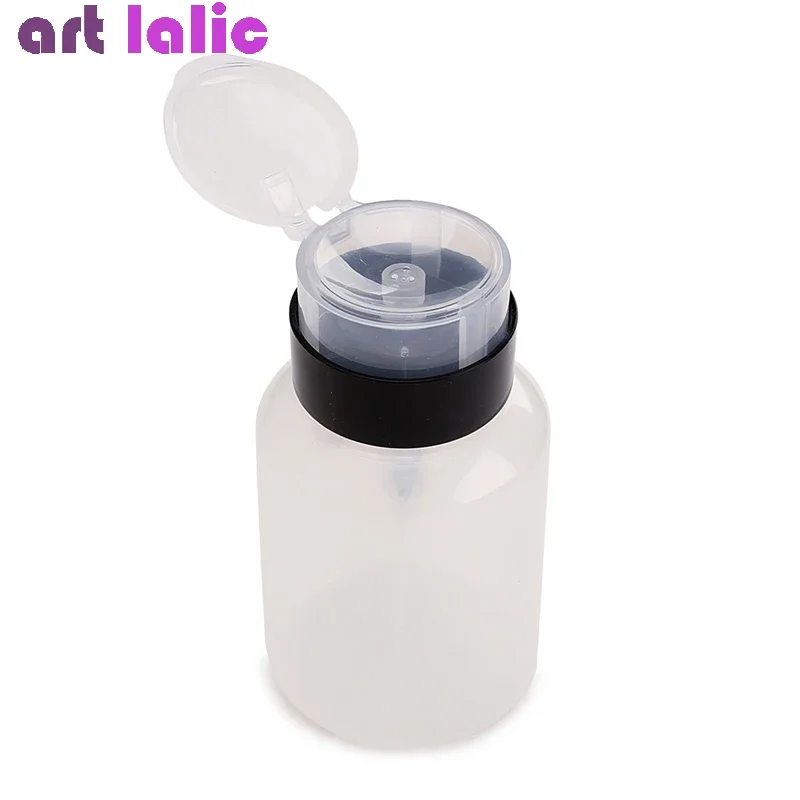 زجاجة شفافة قابلة لإعادة الملء سعة 210 مل مع موزع مضخة، مزيل جل طلاء الأظافر، منظف من الأسيتون، أدوات مكياج سائلة
