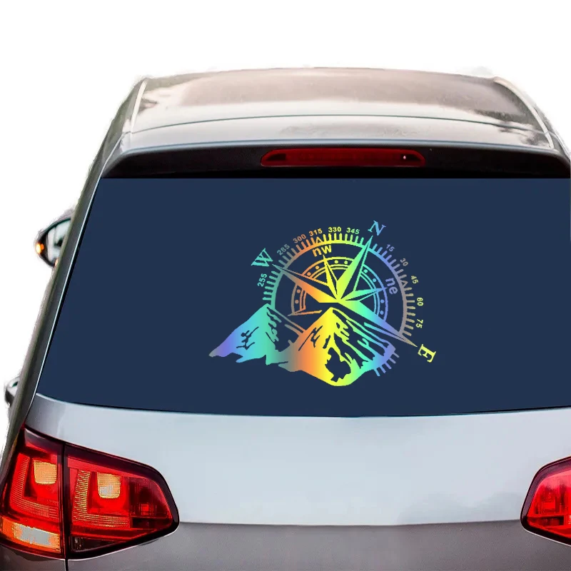 M1021# Vinyl Decal Mountain Compass Car Stickers Waterproof Auto Decor for Niva SUV 4X4 Off Road Rear Window