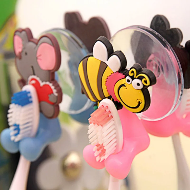 Cartoon Sucker Toothbrush Holder Suction Hooks Multifunctional Animal Suction Cup Children Bathroom Set Accessories Eco-Friendly