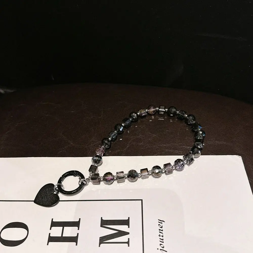 

With Clip Crystal Beads Phone Chain Short Heart Mobile Phone Lanyard Trinket Bag Charms Love Phone Pendant Car Key Accessories