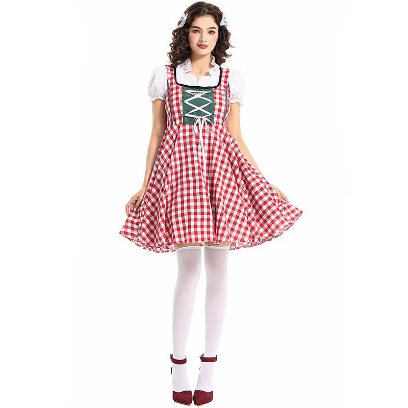 

Traditional Bavarian Halloween Beer Festival Costume Women's Maid Dress Beer Maid Uniform Skirt Length Floor-Length