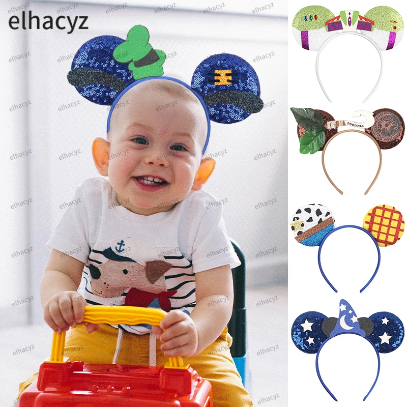 New Boys Disney Ears Headband Mickey Mouse Hairband With No Bow Party Festival Cosplay Headwear Gift Kids DIY Hair Accessories