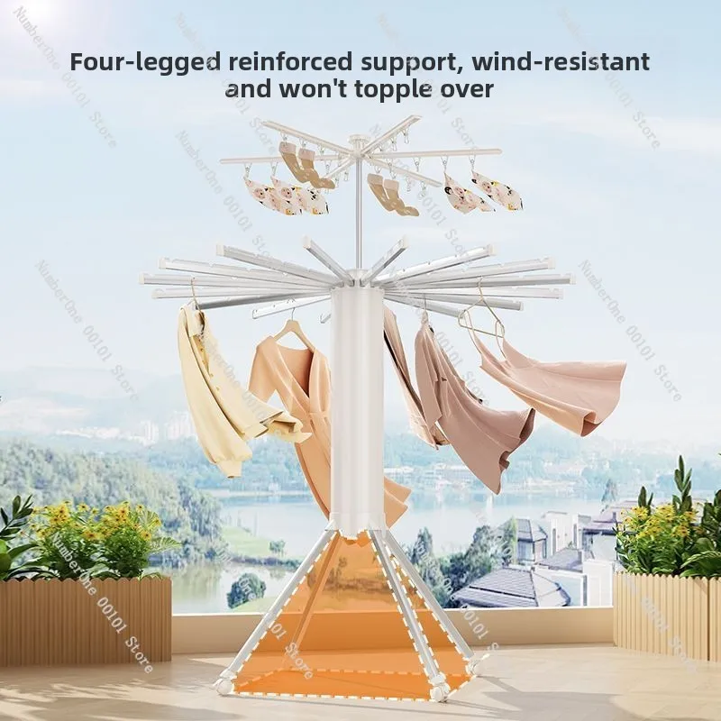 Multi Functional Cylindrical Octopus Drying Rack Folding Floor Stand for Balcony Household Quilt Laundry