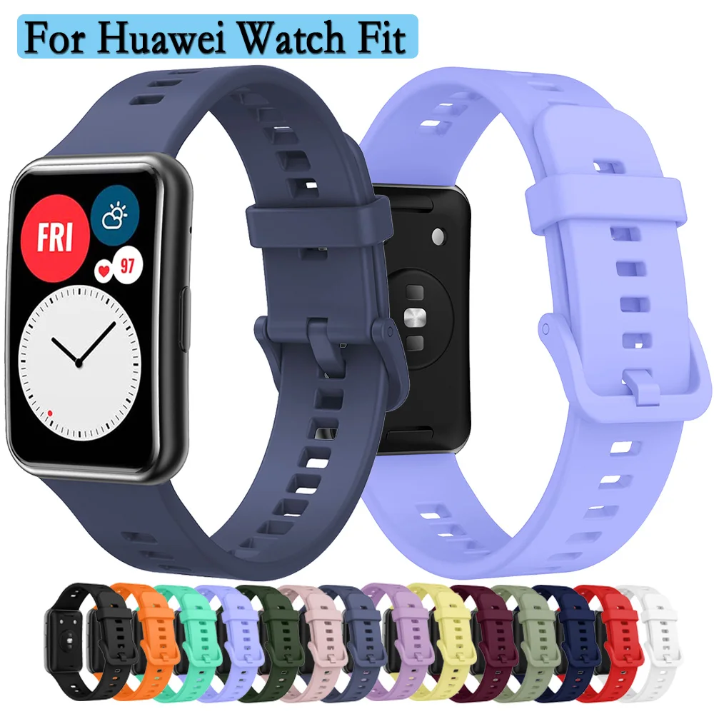 For Huawei Watch Fit 1 Strap Same Color Buckle Watchband Silicone Wristband Bracelet Accessories With Tool