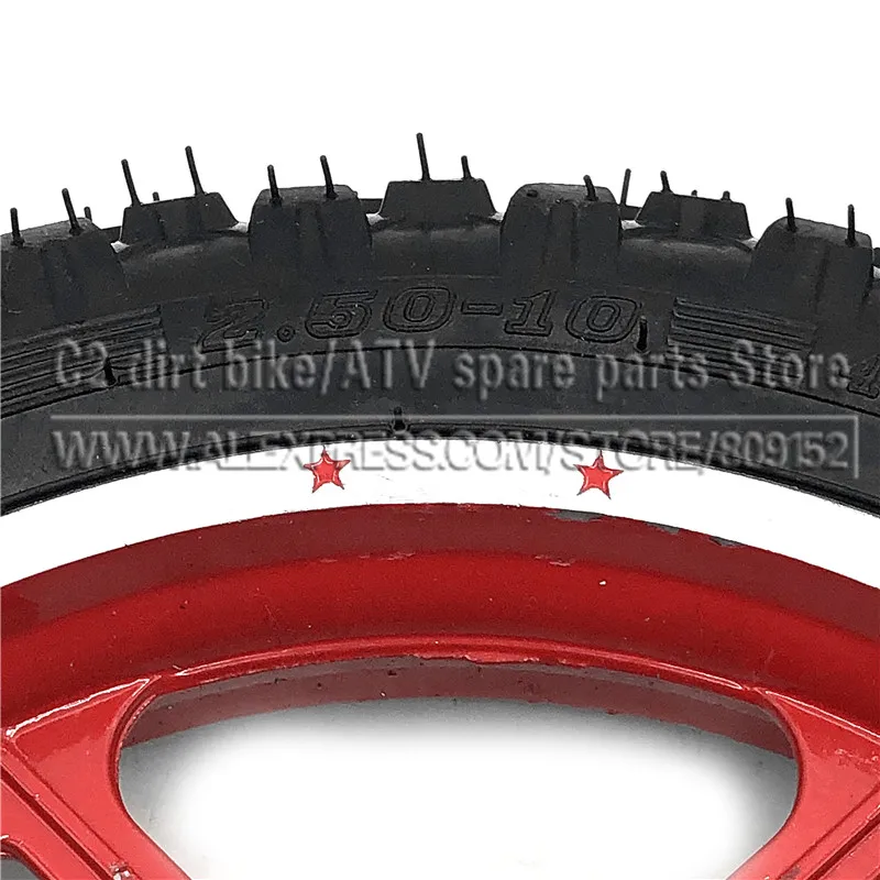 10''Mini Dirt Bike Knobby Tire wheels 2.50-10 Front or Rear rims & tyre Off Road Motocross mini motorrad child