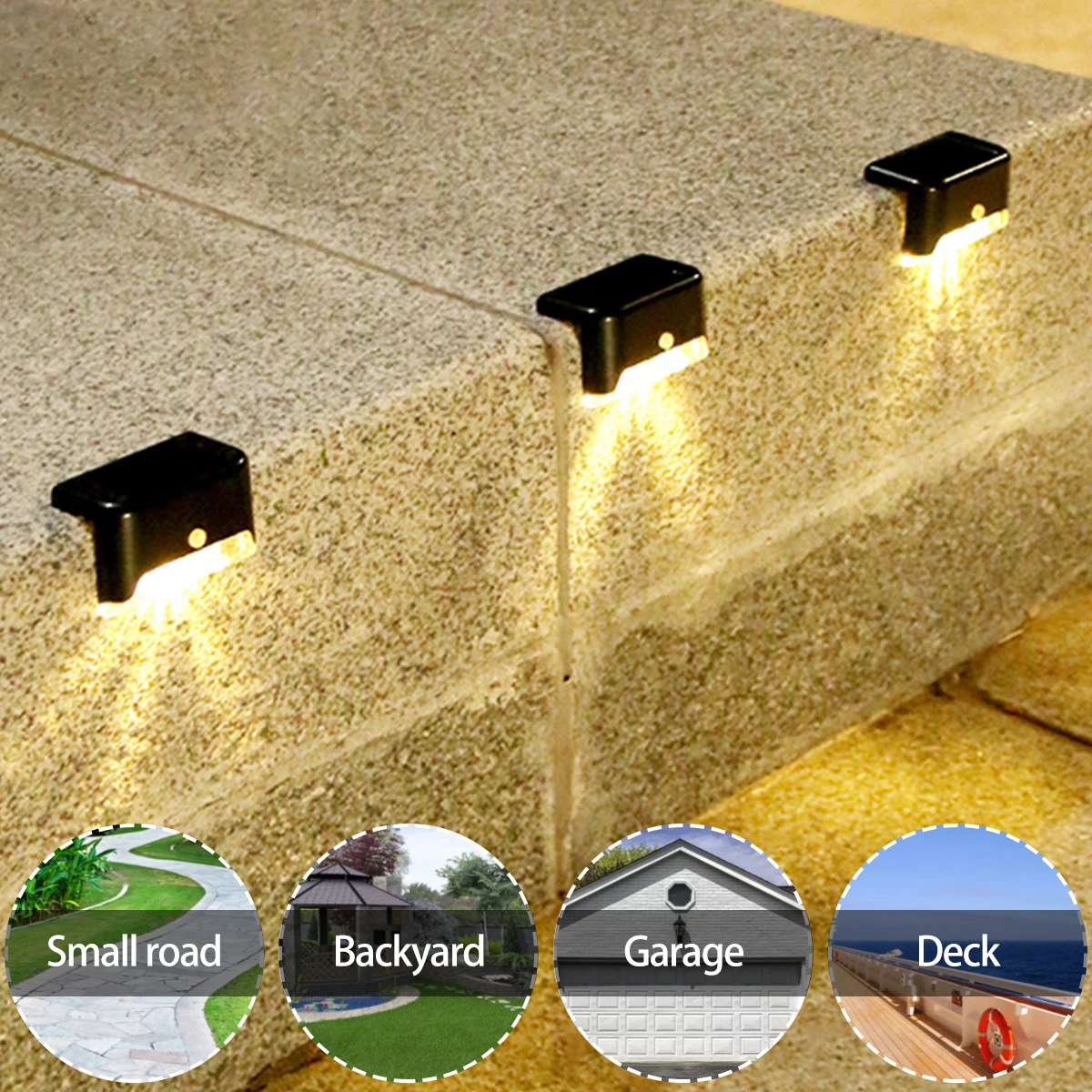 Luzes led solar luzes ao ar livre ip65 jardim decoração luzes passo deck luzes lâmpadas jardim iluminação cerca pátio decoração