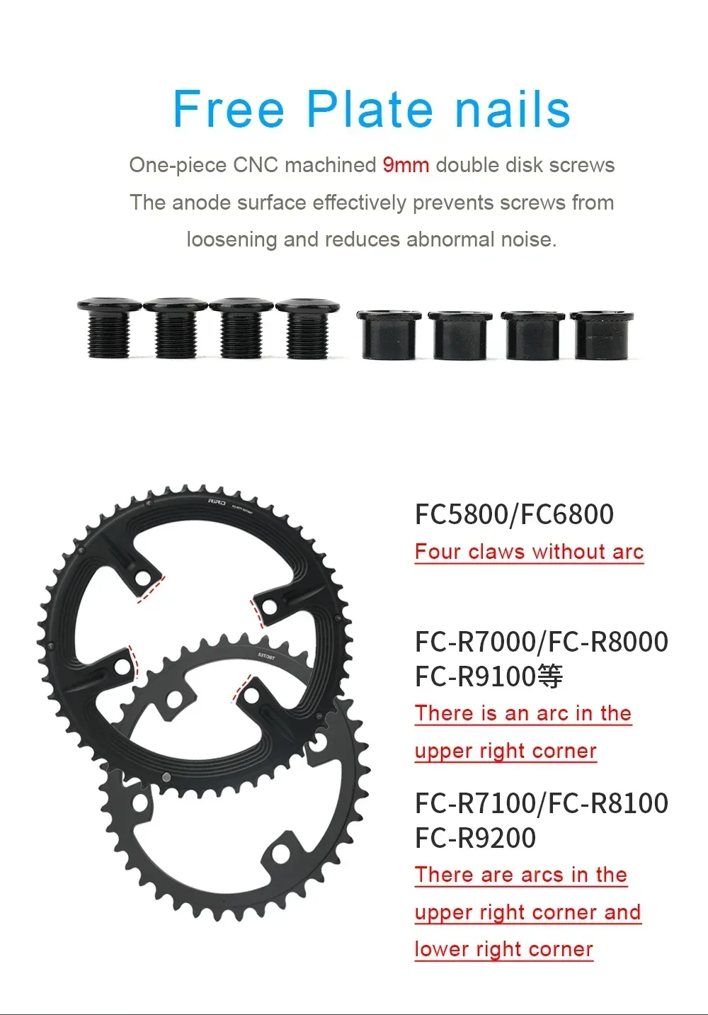 10/11/12S Rennrad-Kettenblatt mit 4 Schrauben, 110BCD, für 105 FC-R7000 / ULTEGRA FC-R8000 / DURA-ACE FC-R9100, Asymmetrisch 50-34T 52-36T 53-39T – Detail 7