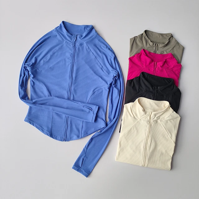 Slim Fit Sportowy płaszcz Koszule Kurtka Szybkoschnąca Elastyczna Joga Fitness Damskie topy do biegania Zamek błyskawiczny Szybkoschnąca odzież jesienna