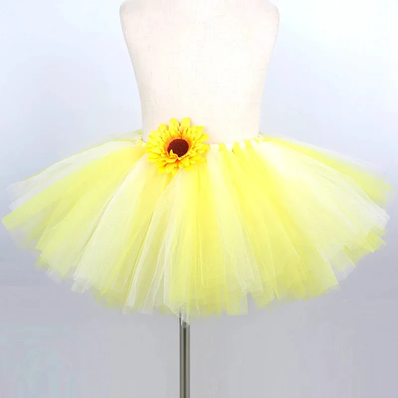 Yellow Sunflower Tutu Skirt for Girls Hawaiian Dress Up Costumes for Kids Toddler Photoshoot Ballet Tutus Birthday Dance Outfit