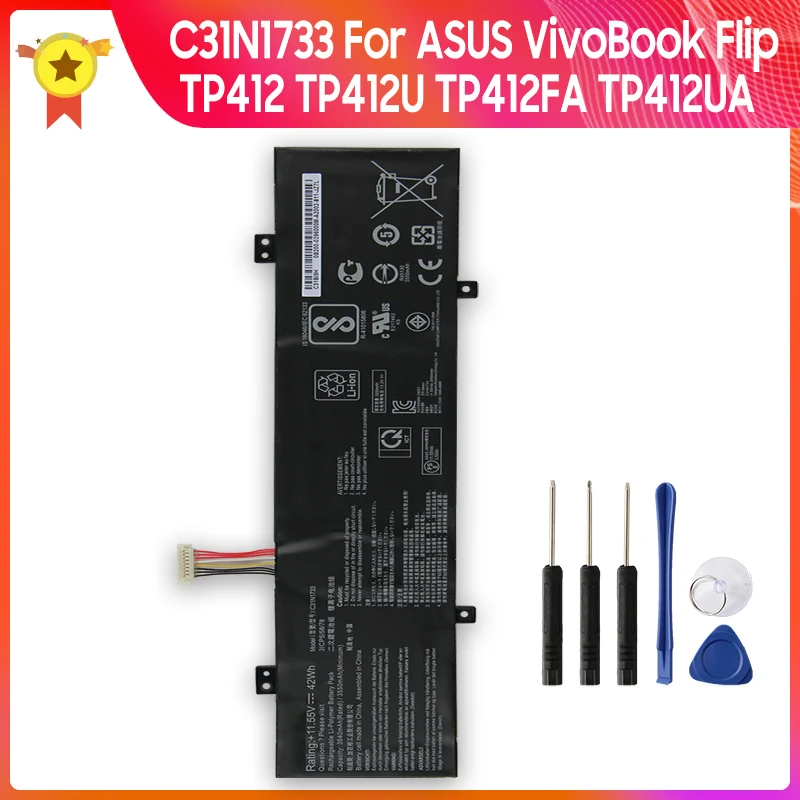 

Replacement Battery C31N1733 For ASUS VivoBook Flip TP412 TP412U TP412FA TP412UA Quality Batteries With Tools 3640mAh