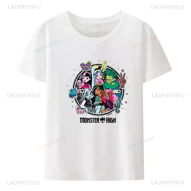 Kids Monster High MH Students T-Shirt Summer Casual Hipster Novelty Loose Roupas Masculinas Clothes Men Clothing  Print Tops