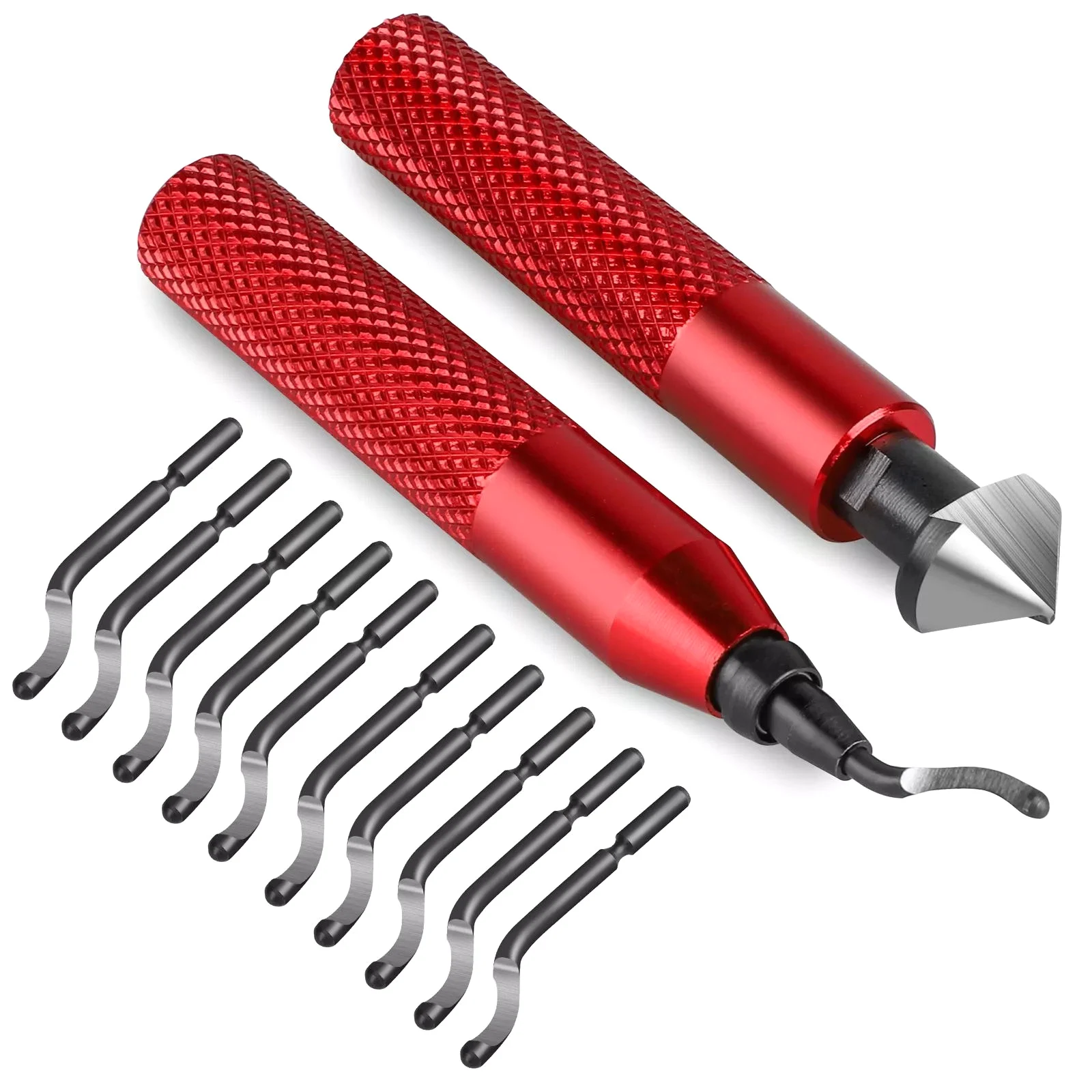 Deburring Tool Kit Alloy Burr Removal Tool With Reamer & 10Pcs Extra BS1010 Blades Multifunctional Burr Edges Removing Hand Tool