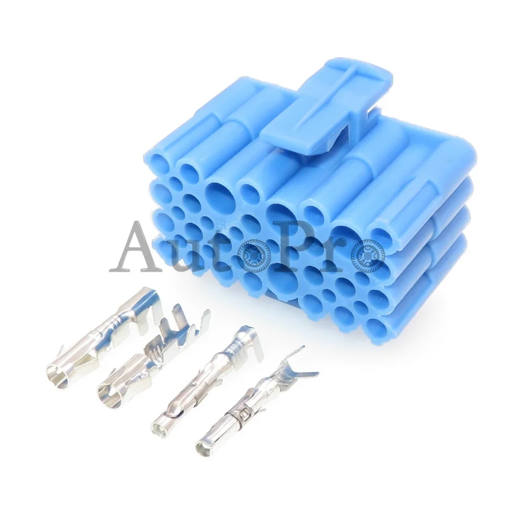 1 Set 28 Hole AC Assembly Auto Plastic Housing Unsealed Adaptor Blue Car Connector Automobile Wiring Harness Socket