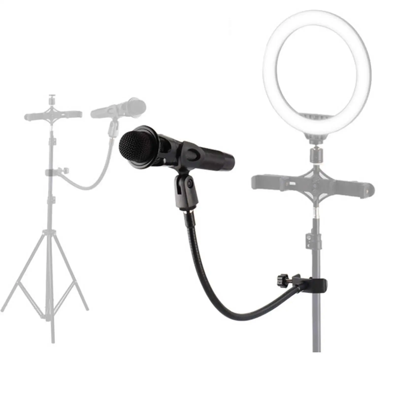 Iron Desk Mic Stand Universal Hose Shelves with Heavy Duty Desk Clamp Microphone Stand Mic Clip Holder Mic Arm Desk Mount