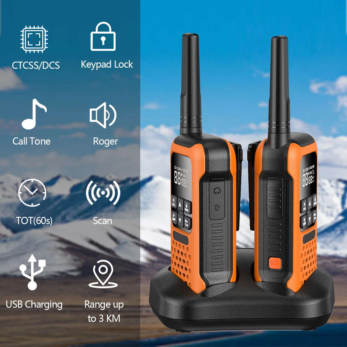 ABBREE AR-9R Mini Walkie Talkie PMR IP67 Waterproof NOAA USB For Fishing Kayaking Rechargeable BF-888S Ham Two Way Radio