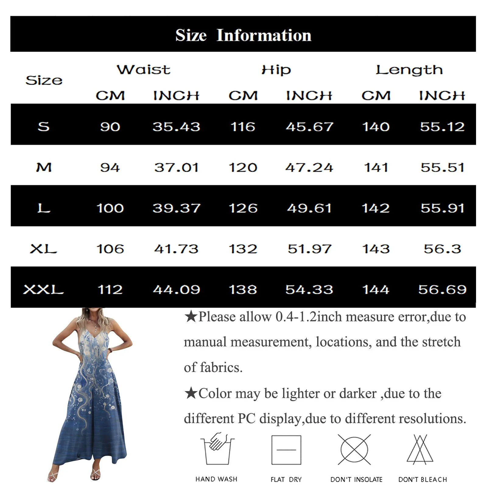 レディース花柄プリントジャンプスーツ　ボヘミアンバケーションスタイルカジュアルジャンプスーツ　調節可能なショルダーストラップ　ルーズワイドレッグジャンプスーツ