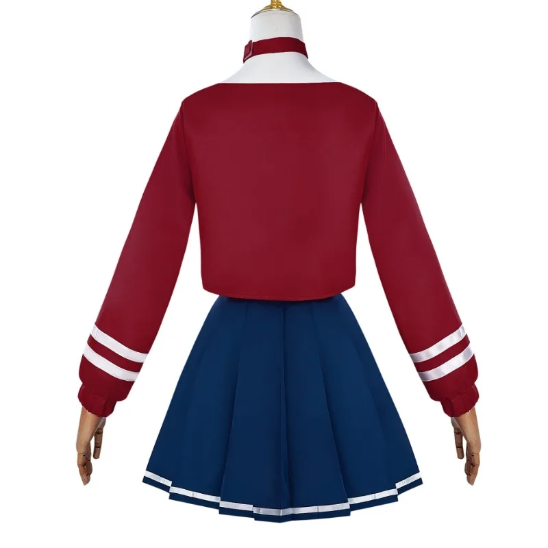 MiSide Cosplay-Kostüm, verrückte Mita-Perücke, komplettes Set, Outfits, Rollenspiel, Halloween, Weihnachtsfeier für Frauen und Mädchen