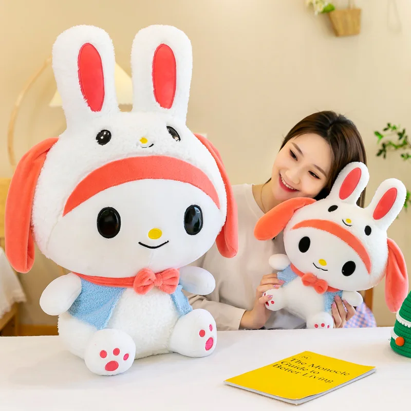 Sanrio My Melody Kuromi Plush Stuffed Toys Kawaii Doll Cartoon Pillow Holiday Gifts for Children Girl Sofa Decoration Wholesale