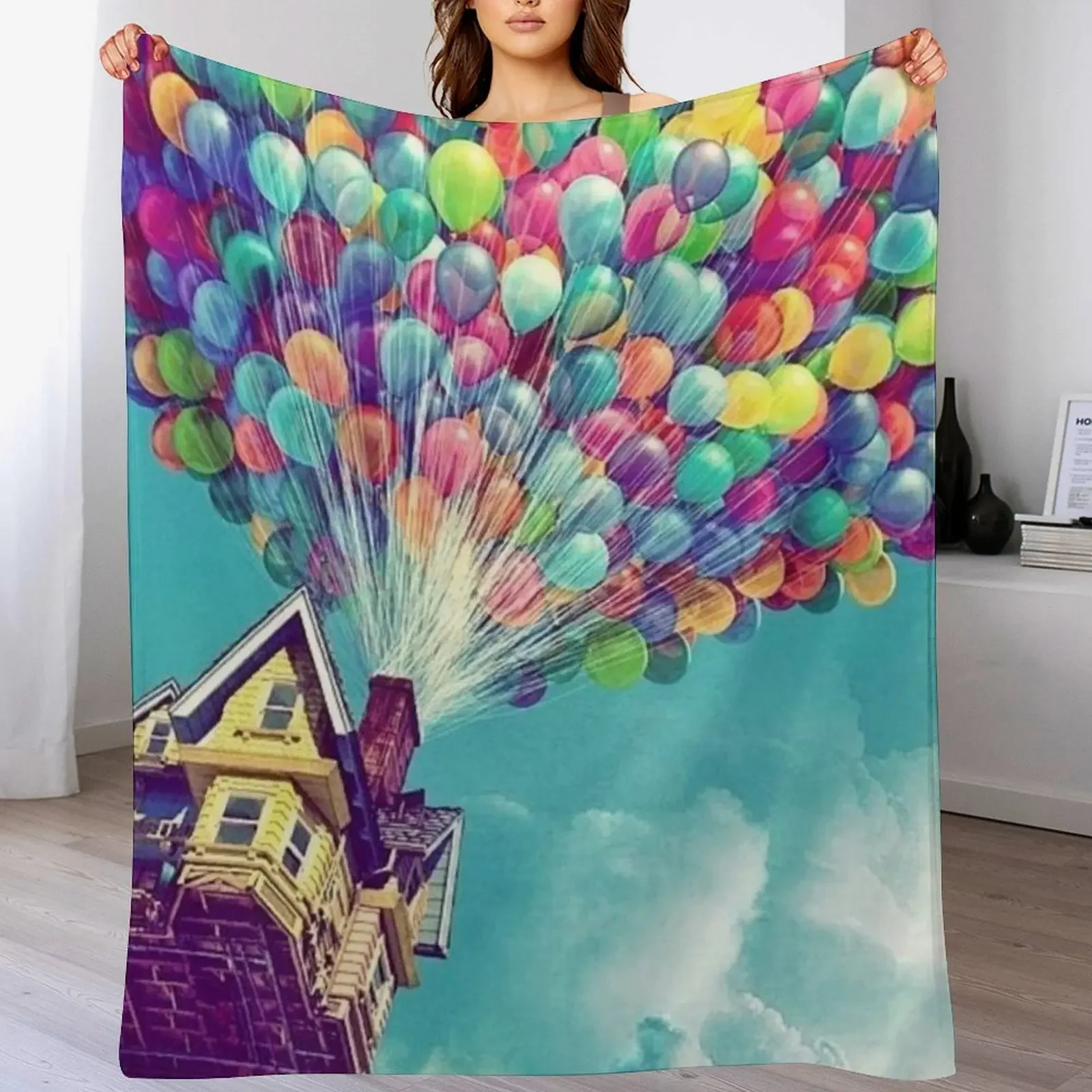 

House in the air Throw Blanket Shaggy Soft Beds Quilt Bed Fashionable Blankets