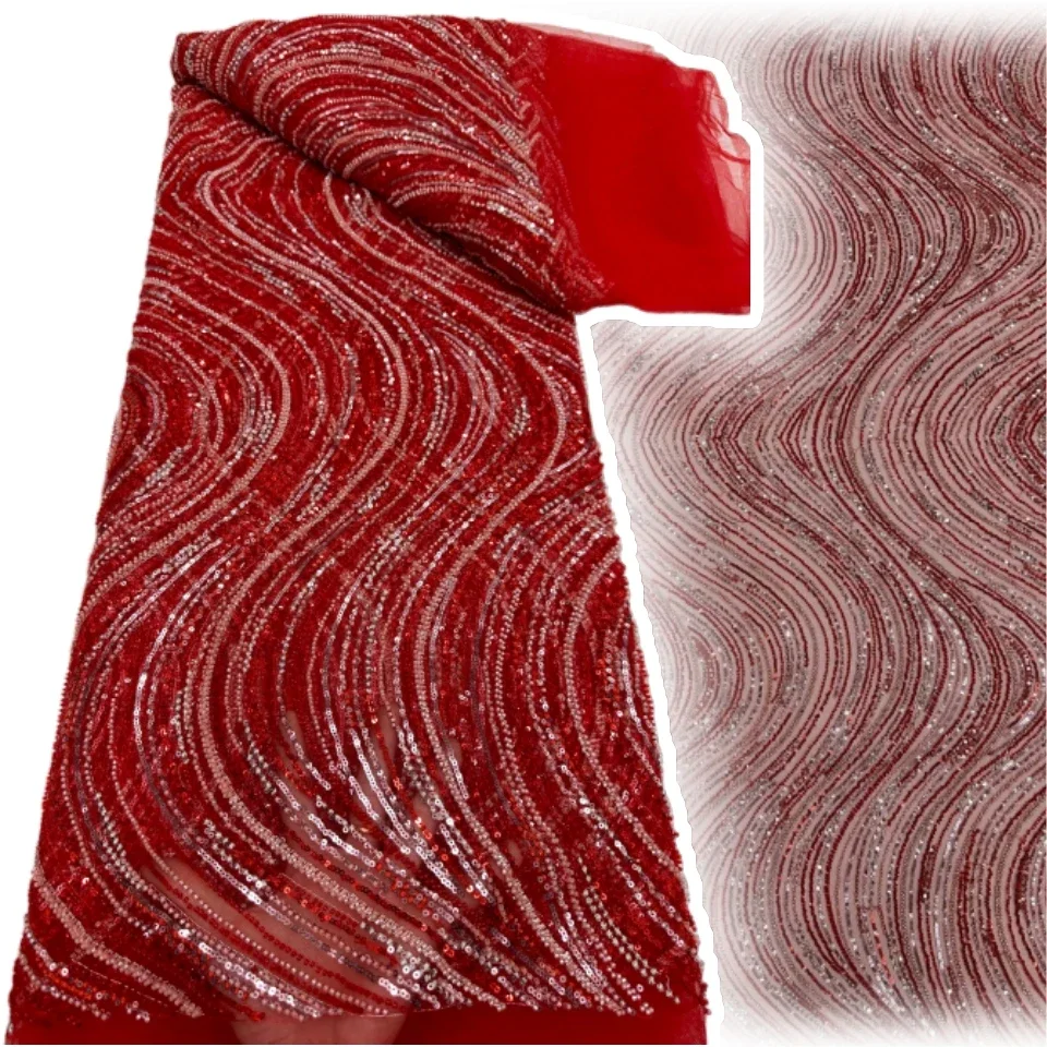 

Новый дизайн, африканская шифоновая кружевная ткань с тяжелыми бисером и блестками, зеленая нигерийская тюль, кружевная ткань, женское вечернее платье, шитье 2023,