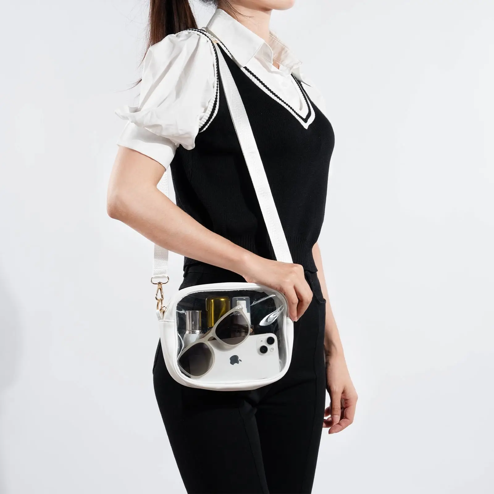 Clear Crossbody Bag, Stadium Approved Clear Purse Bag for Concerts Sports Events Festivals