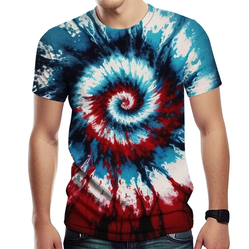 

Spiral Streak Tie Dye T Shirt for Men y2k Tops 3D Paisley Stripe Printed T-shirt Womens Clothing Novelty Cool Designs Tee Shirts