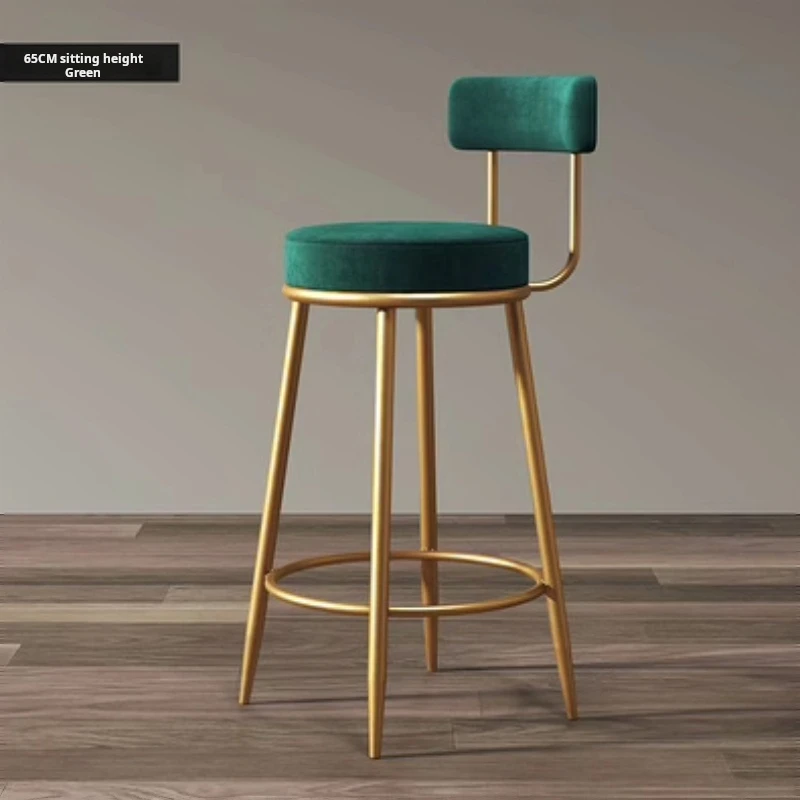 Nordic Modern Velvet Bar Chair Ins Light Luxury Barstool Design Stool Home With Backrest Dining Chair Counter Work Stools