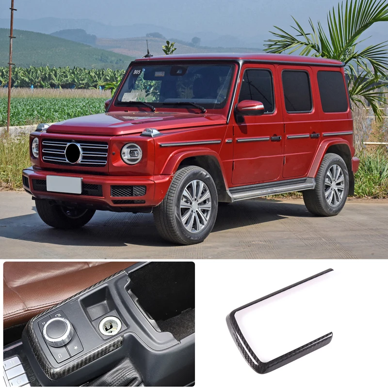 Car Mode Button Base Real Carbon Fiber Decorative Frame Cover Sticker Auto Interior Sticker Fit For Benz G-Class W463 2012-2018