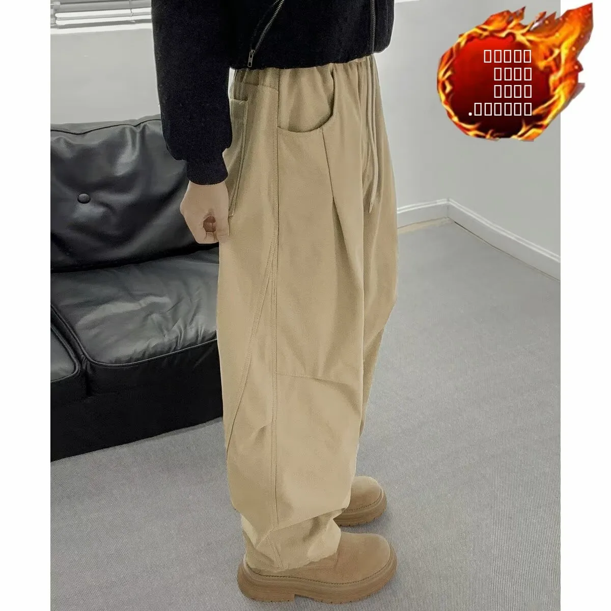 

American Sle Workwear Pants High Waist Loose Drape Straight Leg Fce Lined Sweatpants Casual Wide Leg Pants for Women