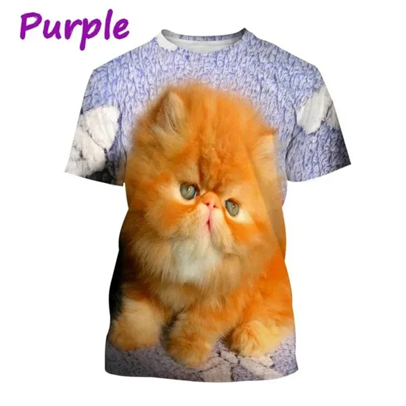 

New 3D Printed Animal Persian Cat Cute Men's T-shirts Harajuku Casual Hip Hop Streetwear Funny TShirt Unisex Tees Tops Female