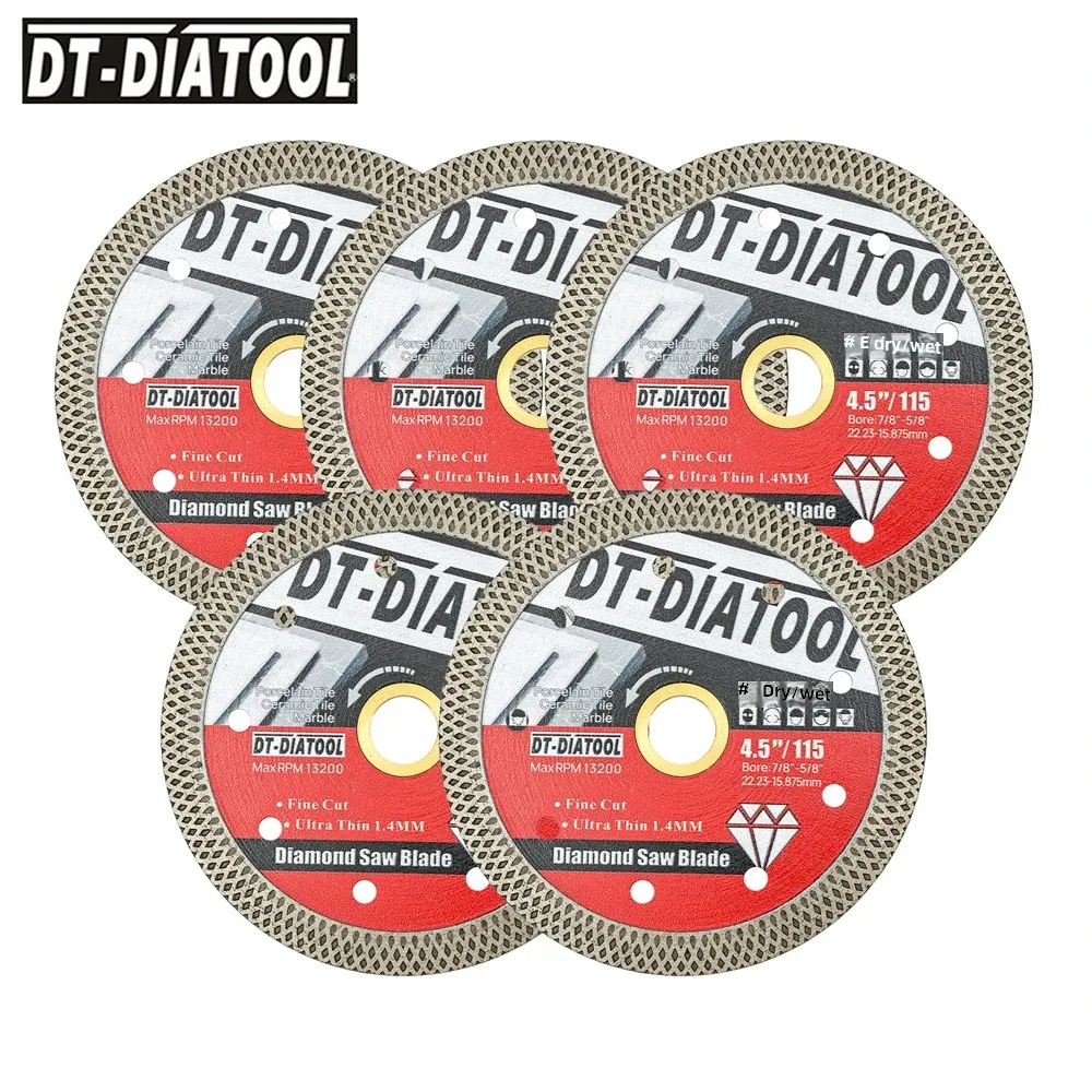 DT-DIATOOL 1 шт. 4,5-дюймовое алмазное пильное полотно, сверхтонкая сетка, 115 мм, режущий диск, резак для плитки, мраморный камень, керамический фарфоровый диск