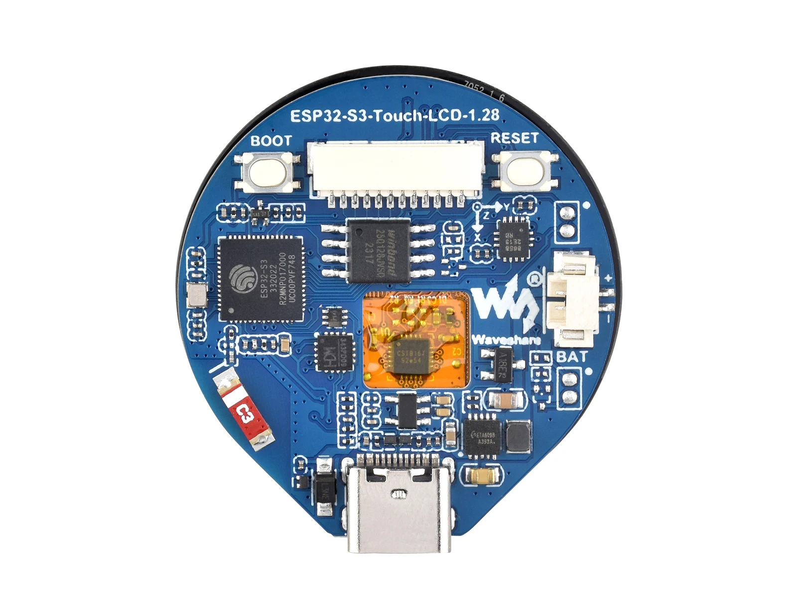 Płytka rozwojowa Waveshare ESP32-S3-Touch-LCD-1.28 z 1,28-calowym okrągłym dotykowym wyświetlaczem LCD, akcelerometrem i żyroskopem dla Arduino