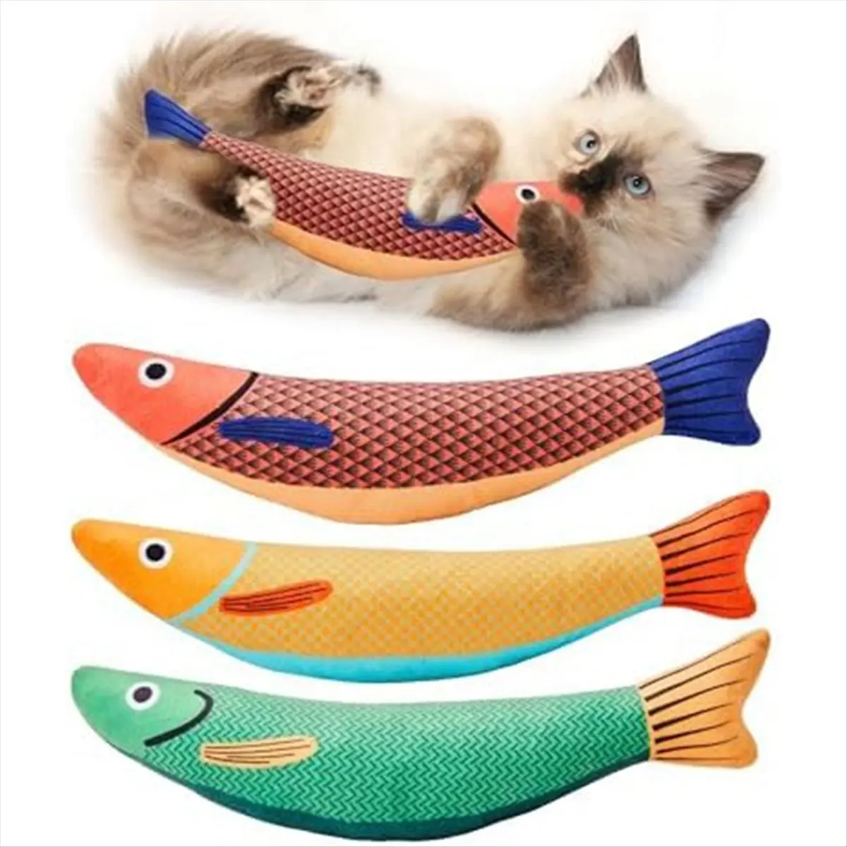 A72P 3 Pcs Cat Toys Saury Fish,Cat Chew Toy Catnip Toys for Indoor Cats