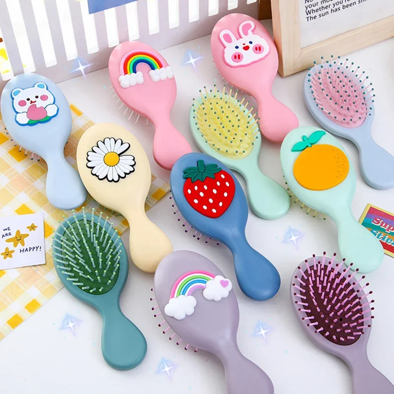 Mini Portable Small Massage Untangling Hairbrush Cute Cartoon Air Cushion Anti-screw Hair Brush Comb for Girls Things Care Tools