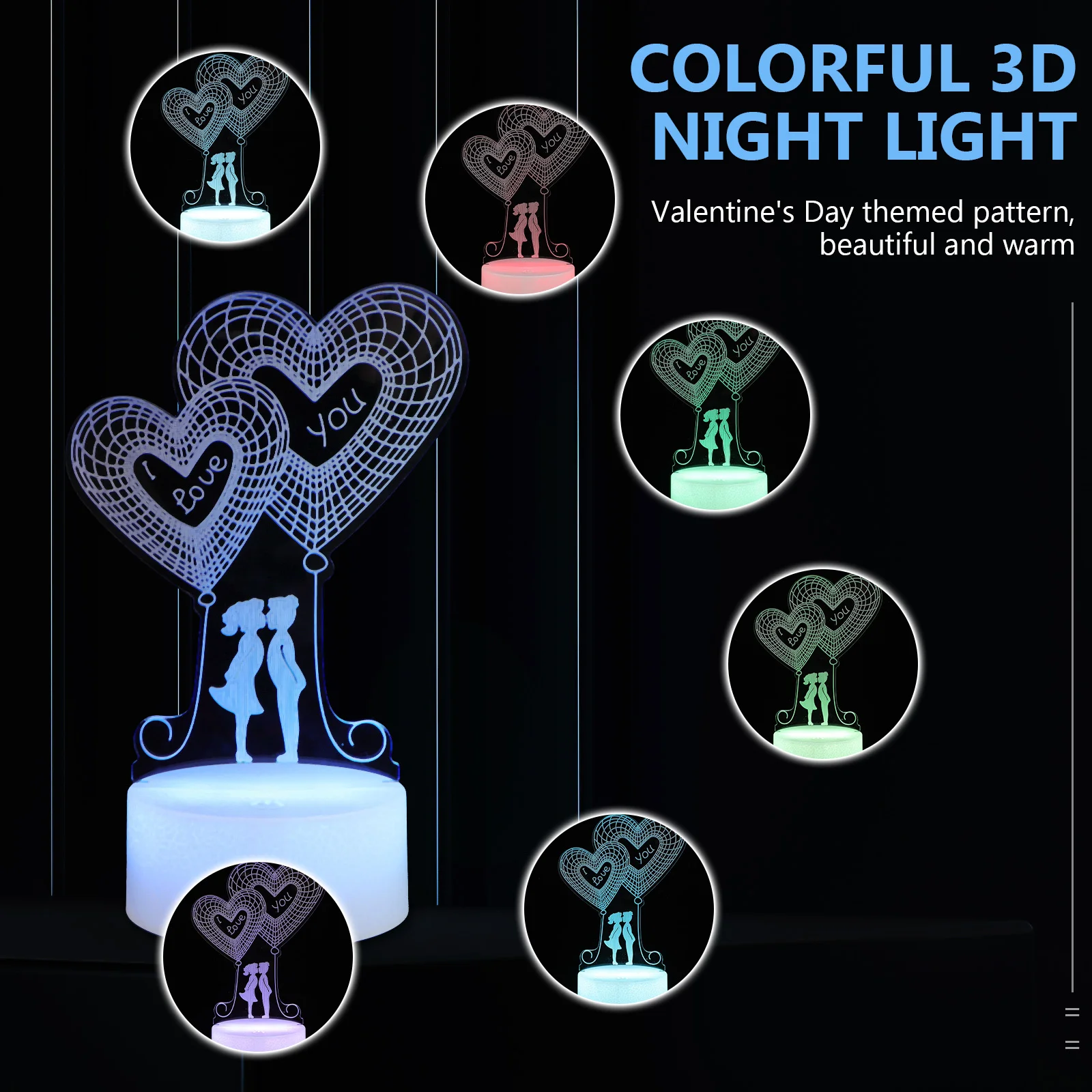 1pc Touch Night Light Led Heart Shape Bedroom Lamp Romantic Atmosphere Light For Valentine’S Day Party Wedding Decor