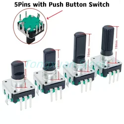 1pc EC12 Car Audio Encoder With Switch 24 Position 360 Degree Rotation Shaft Length 19MM 14MM 12MM Digital Potentiometer 5Pins