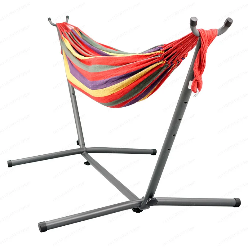 Steel Frame Canvas hammock Outdoor Camping Swing Stand Set Black Load 200kg bearing