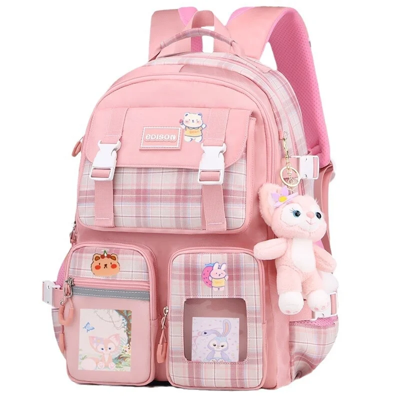 Preppy School Bag Student Backpack Nylon Cute Girl Backpack Badge Pendant Travel Bag