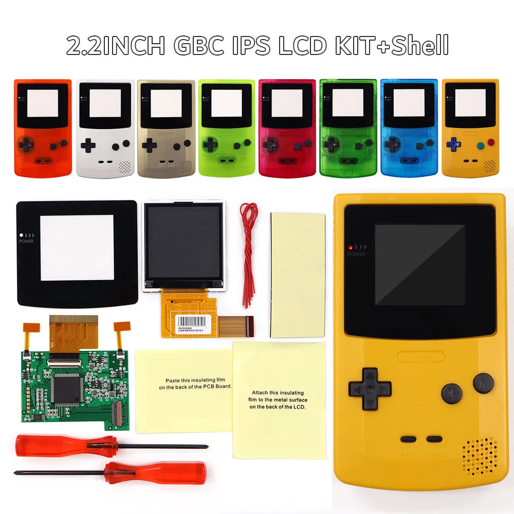 2.2 inch GBC IPS LCD Screen Kits With Sensor Mode Adjustment Brightness Backlight Color For GameBoy Color GBC Console