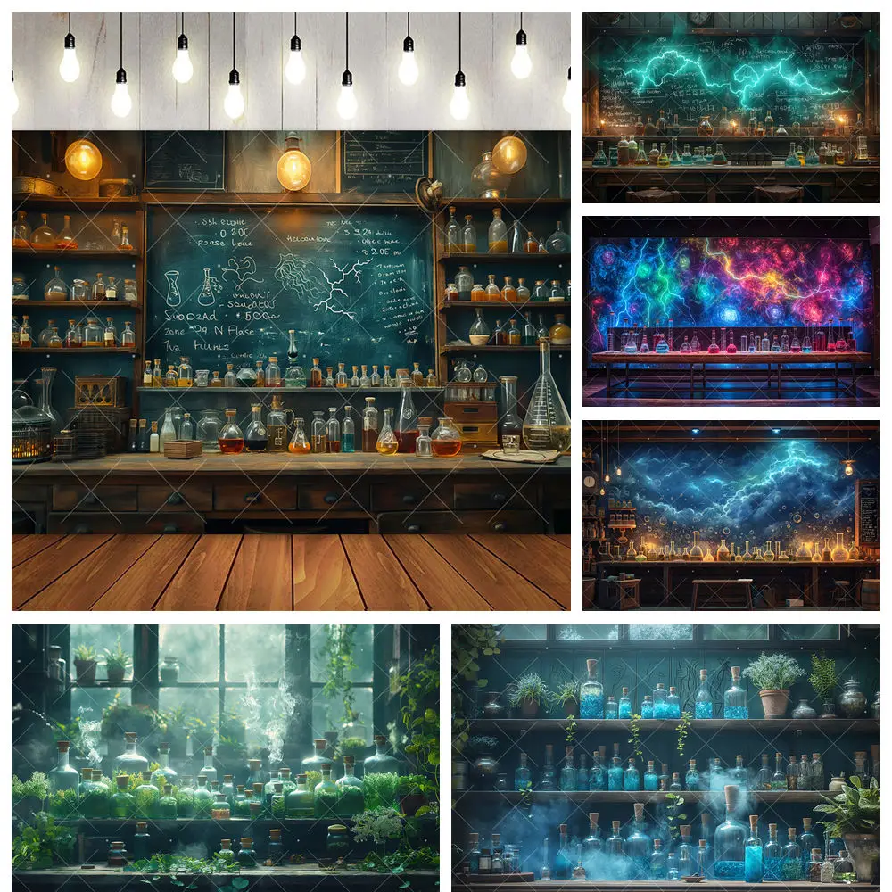 

Magic Chemical Reagent Reaction Science Experiment Theme Kids Birthday Party Banner Backdrop Custom Room Poster Decor Background