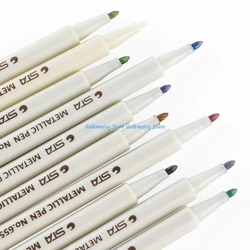 573B 10 Colors Epoxy Resin Drawing Pen Permanent Marker Outline Pearlescent Painting Pen Resin Paint Pen DIY Crafts