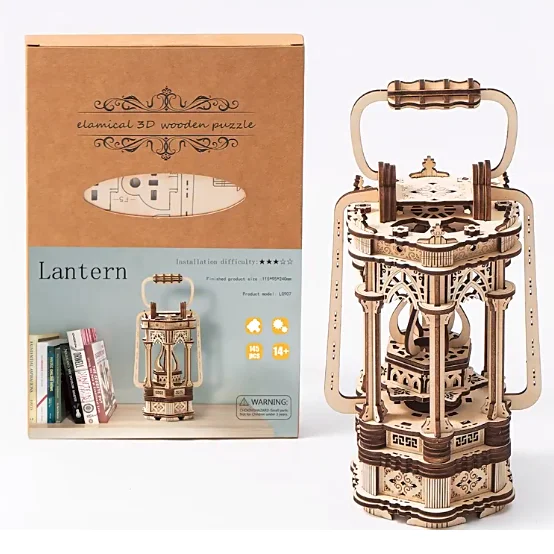 Magic Lamp 3D Puzzle Wooden Lantern Model Building Kit DIY Assembling Set Handicraft Hobby Home Decorpuzzle for Adult Toy Gift