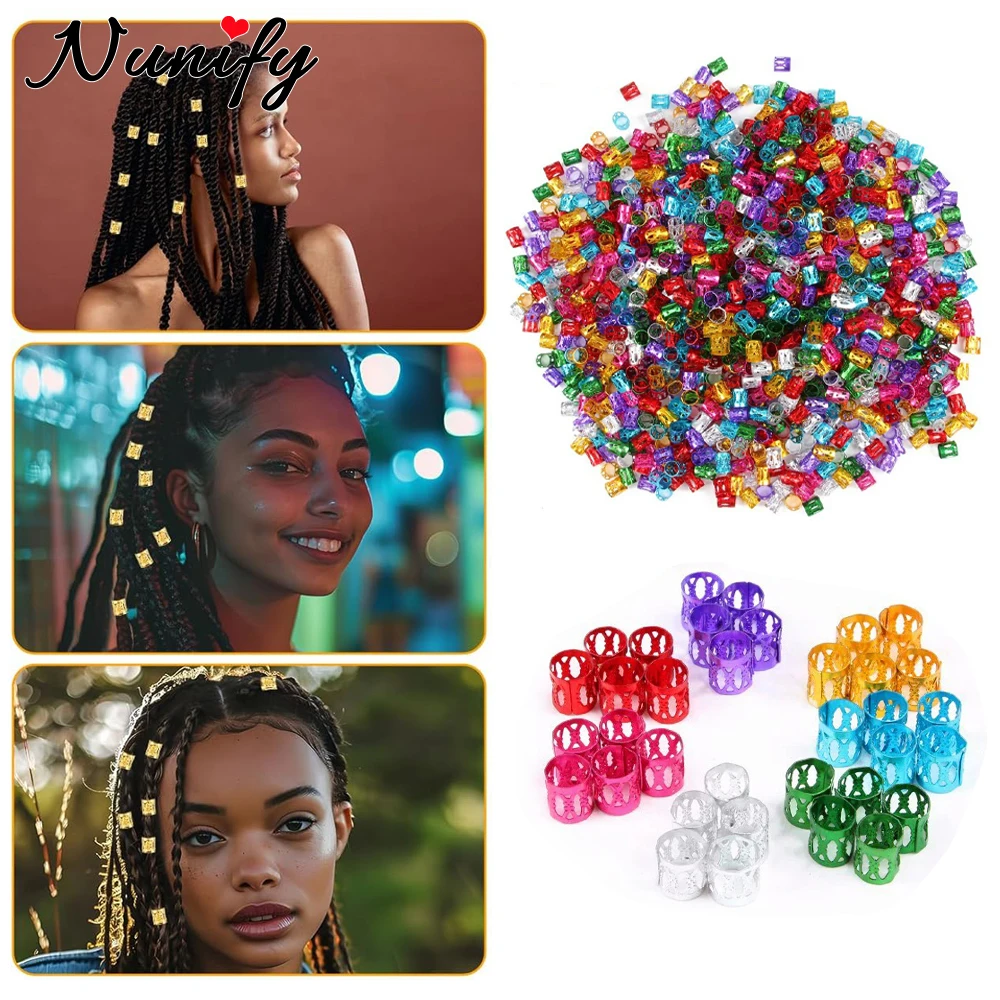 

Nunify 50Pcs Silver Gold Plated Hollow Out Hair Braid Rings Adjustable Hole Beads For Dreadlock Hair Braiding Hair Accessorie