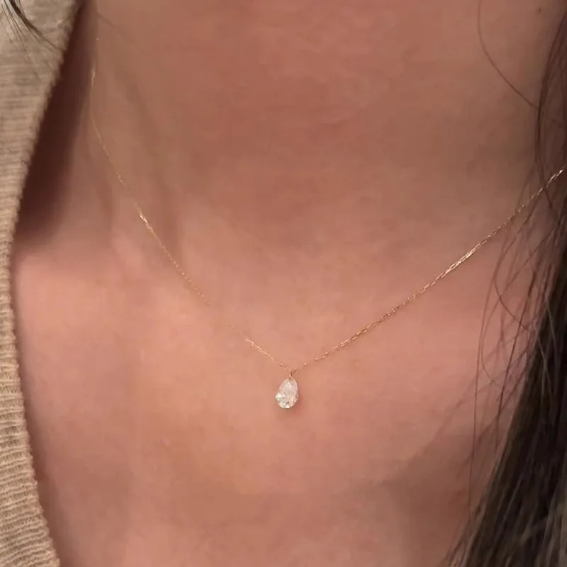 Neue Französisch Micro-set Zirkon Wasser Tropfen Temperament Super Fee Halskette Weibliche Student Schlüsselbein Kette Weibliche Ins Kalten Wind