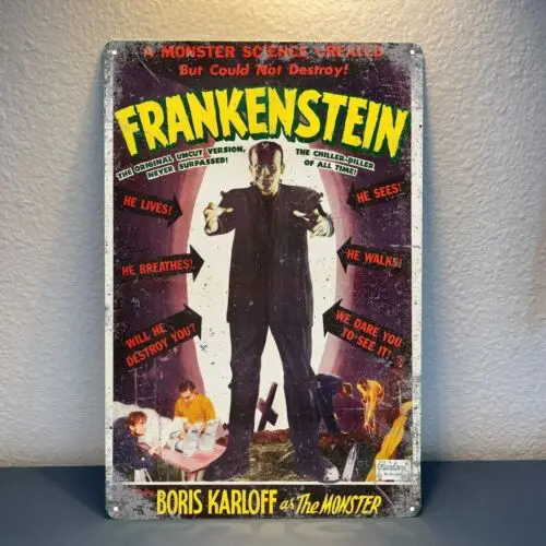 Frankenstein Retro Movie Metal Poster Tin Sign 20x30cm Collectable Plate  -aluminum