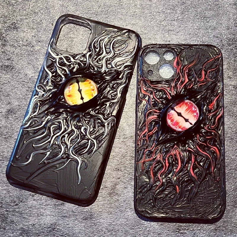 4109 Original 3D Handmade Mobile Phone Case Cthulhu Eyes Dark Gothic Horror Punk Style Mobile Phone Case Custom Christmas Gift